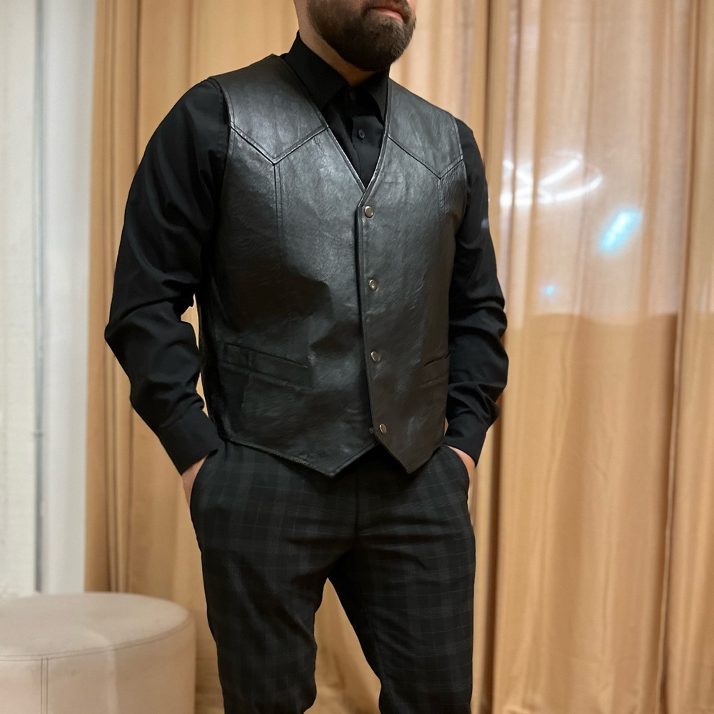 Men's Guide Gear XL Black Leather Vest